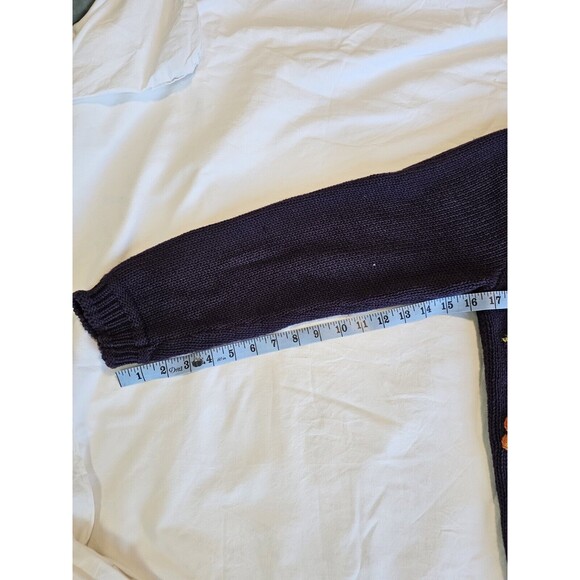 Vintage David Loren Womens L Cardigan Purple Floral Embroidered Grandma Sweater - Picture 9 of 9